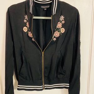 Living Doll satin embroidered bomber jacket